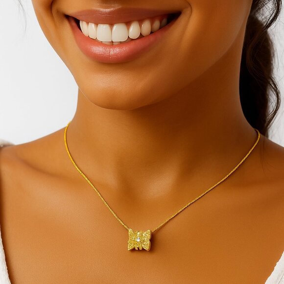 ⚡Gold Butterfly Pendant Necklace for Women Sparkling Crystal Jewelry Gift Idea - Picture 4 of 7